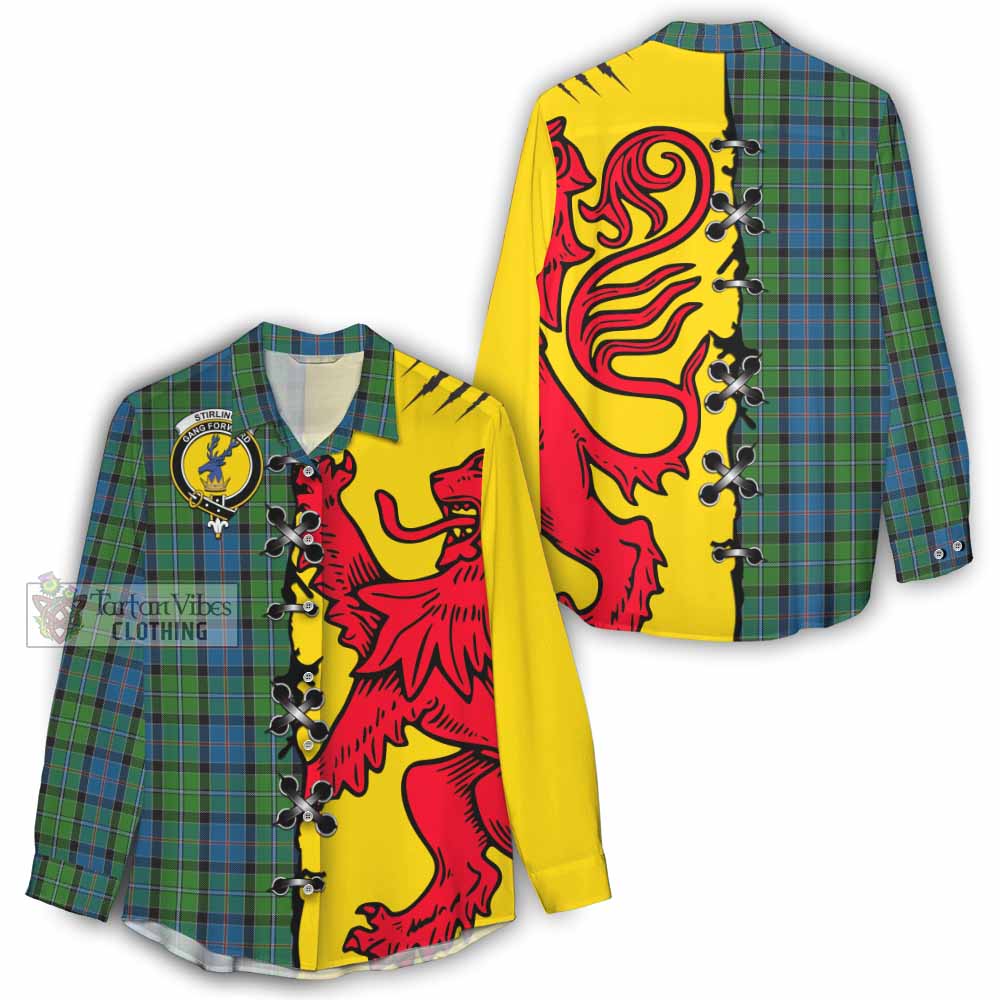 Stirling Tartan Family Crest Women Casual Shirt Lion Rampant Honor - Tartan Vibes Clothing