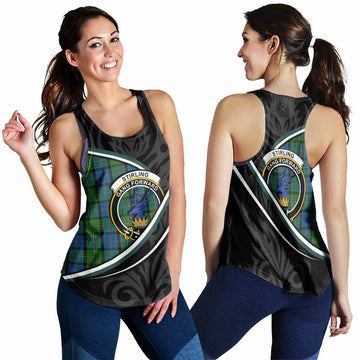 Stirling Tartan Family Crest Women Racerback Tanks Celtic Scottish Thistle Floral - Tartan Vibes Clothing