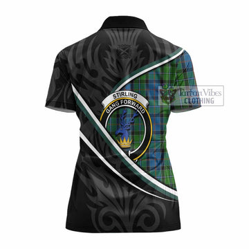 Stirling Tartan Family Crest Women's Polo Shirt Celtic Scottish Thistle Floral - Tartan Vibes Clothing