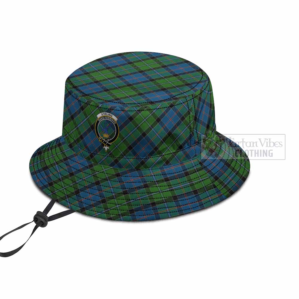 Stirling Tartan Fishing Hat with Family Crest