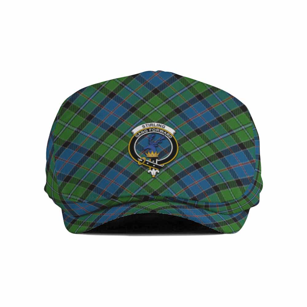 Stirling Tartan Flat Cap, Jeff Cap Cross Style with Family Crest - Tartan Vibes Clothing