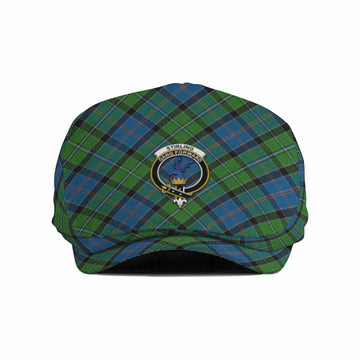 Stirling Tartan Flat Cap, Jeff Cap Cross Style with Family Crest - Tartan Vibes Clothing