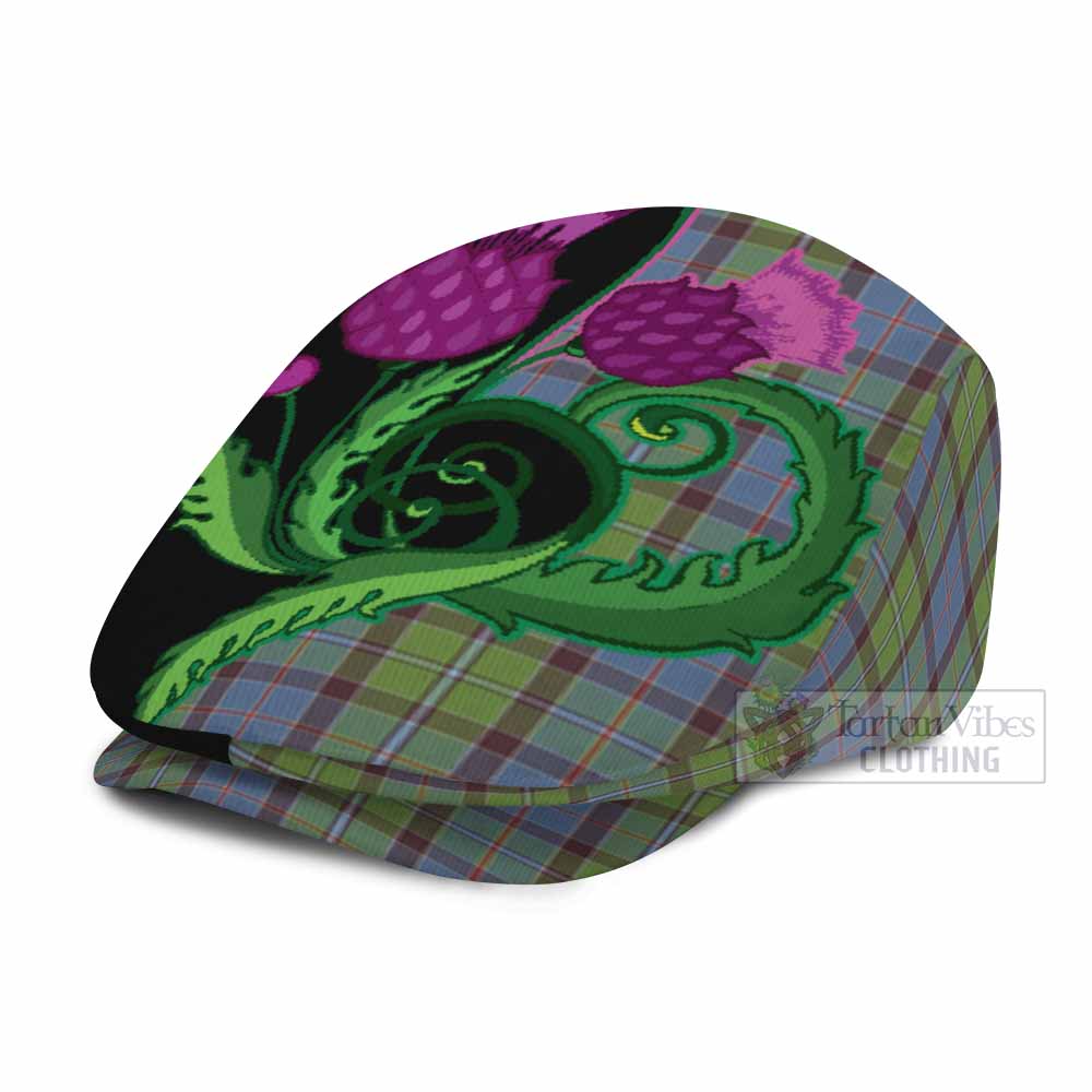 Stirling Tartan Flat Cap, Jeff Cap Traditional Scottish Thistle