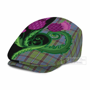 Stirling Tartan Flat Cap, Jeff Cap Traditional Scottish Thistle