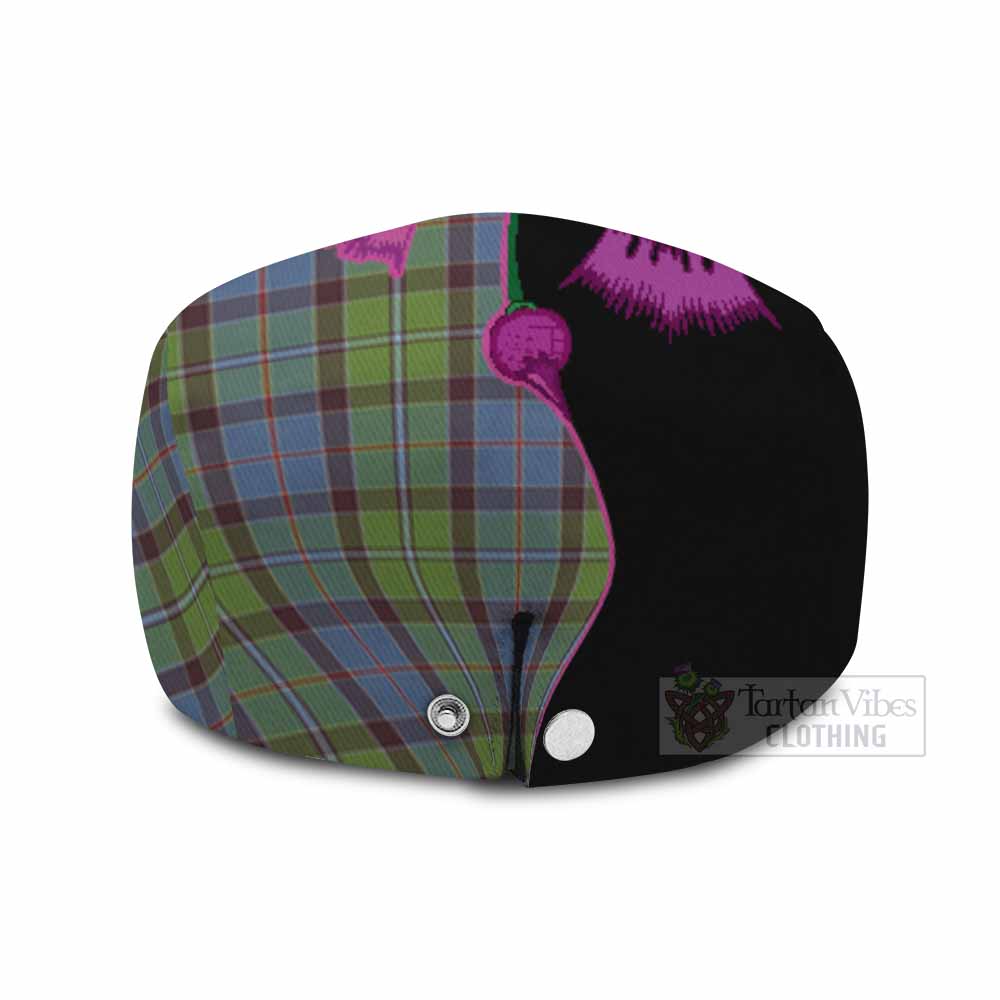 Stirling Tartan Flat Cap, Jeff Cap Traditional Scottish Thistle
