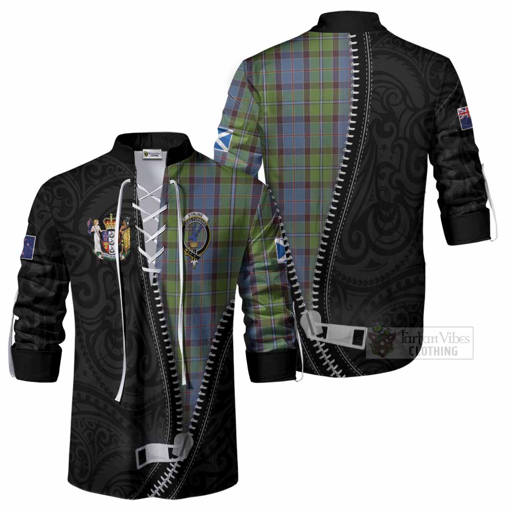 Stirling Tartan Ghillie Shirt New Zealand Pattern Unique Zipper Stylized