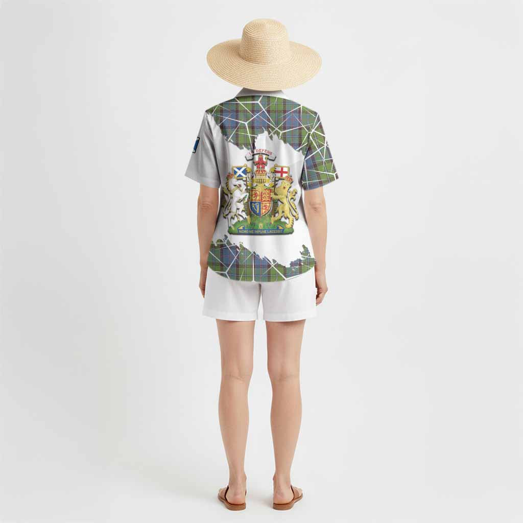 Stirling Tartan Hawaiian Shirt with Family Crest and Lion Rampant Grunge Style