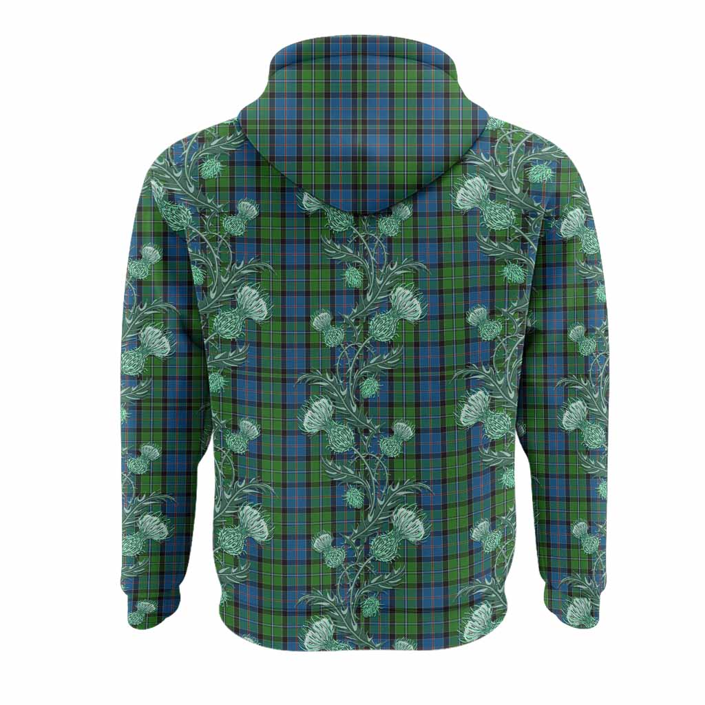 Stirling Tartan Hoodie Seamless Scottish Thistle Flowers