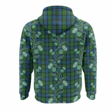 Stirling Tartan Hoodie Seamless Scottish Thistle Flowers