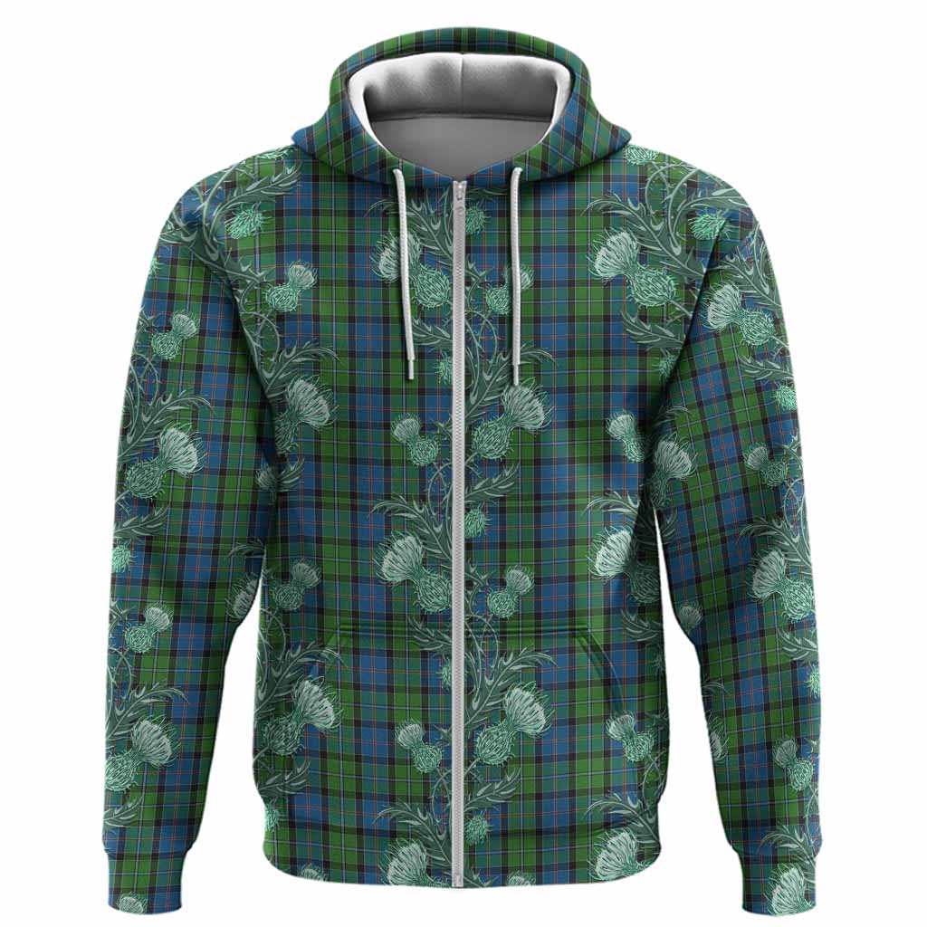 Stirling Tartan Hoodie Seamless Scottish Thistle Flowers