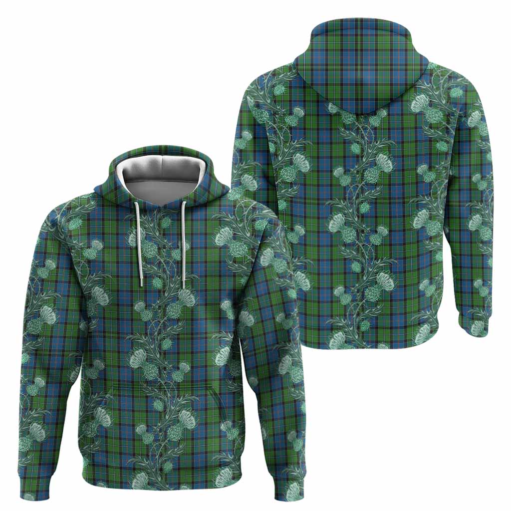 Stirling Tartan Hoodie Seamless Scottish Thistle Flowers