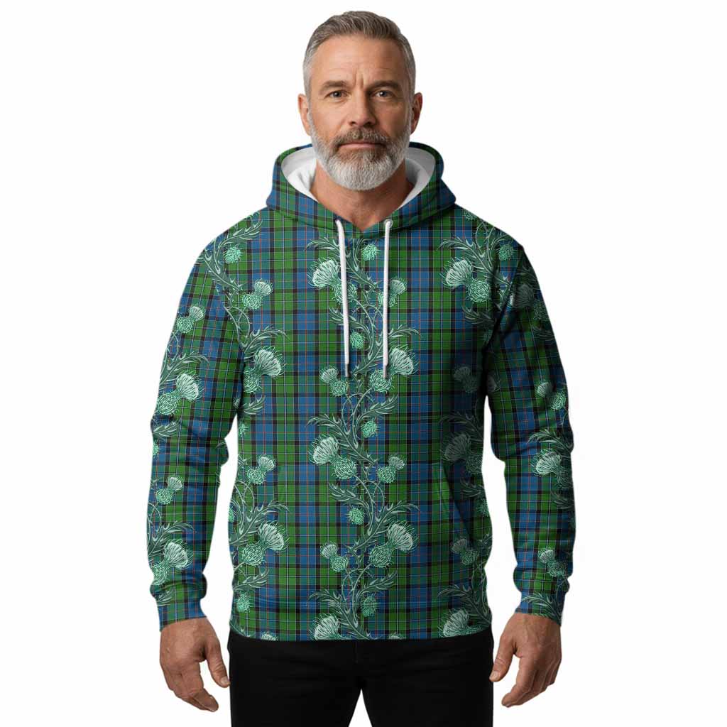Stirling Tartan Hoodie Seamless Scottish Thistle Flowers