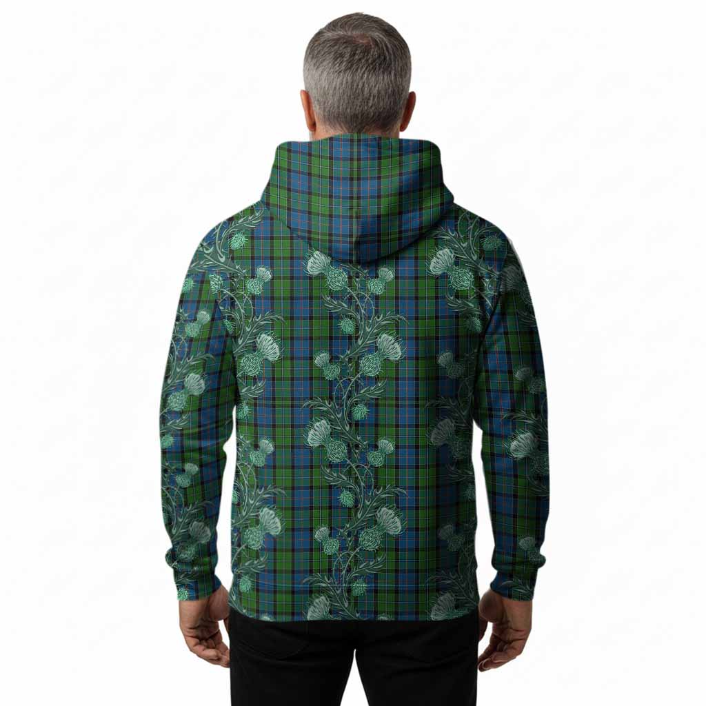 Stirling Tartan Hoodie Seamless Scottish Thistle Flowers