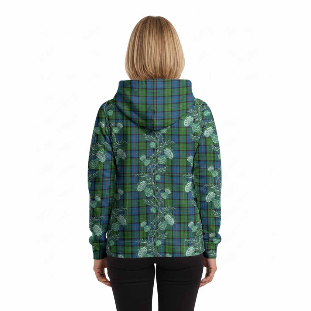 Stirling Tartan Hoodie Seamless Scottish Thistle Flowers