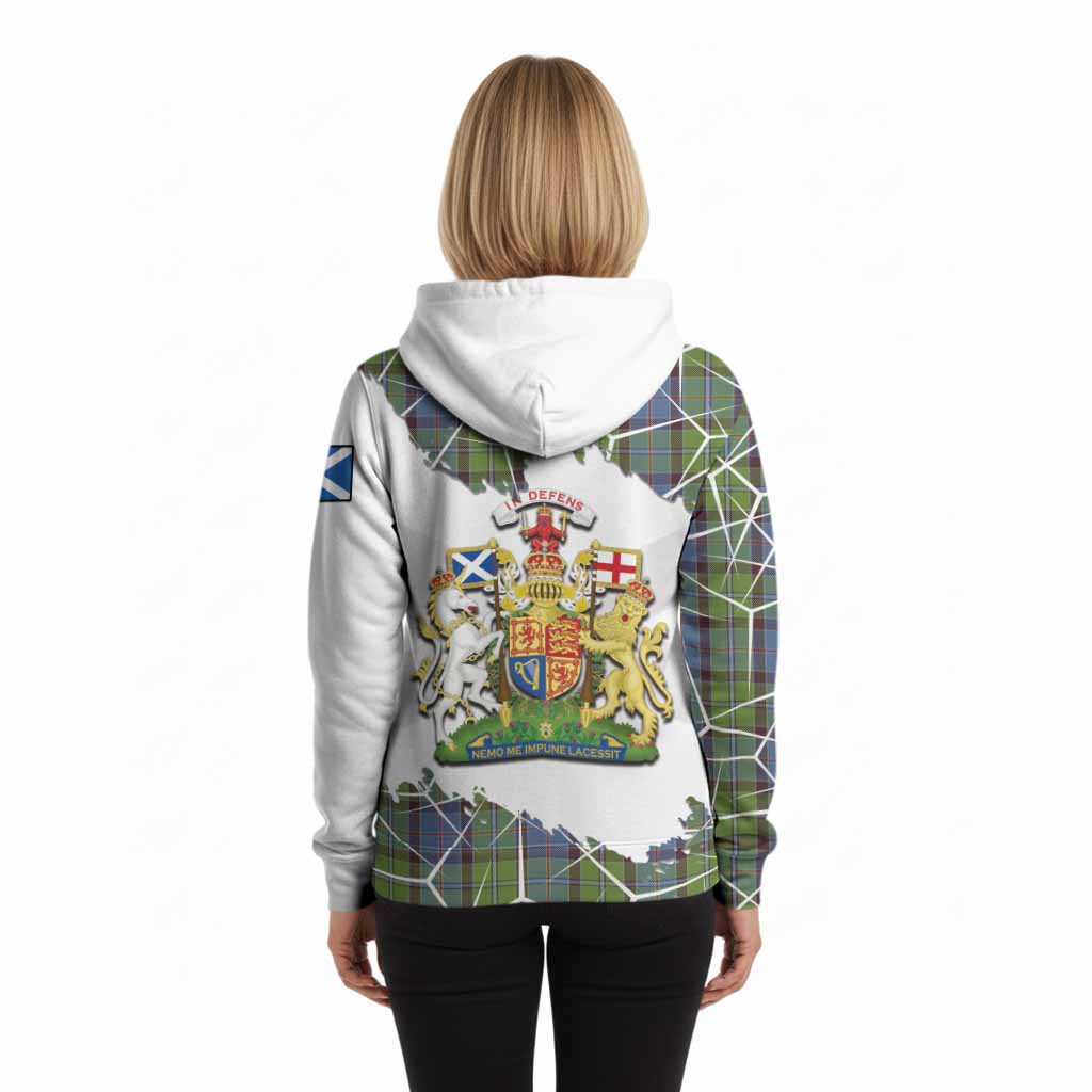 Stirling Tartan Hoodie with Family Crest and Lion Rampant Grunge Style