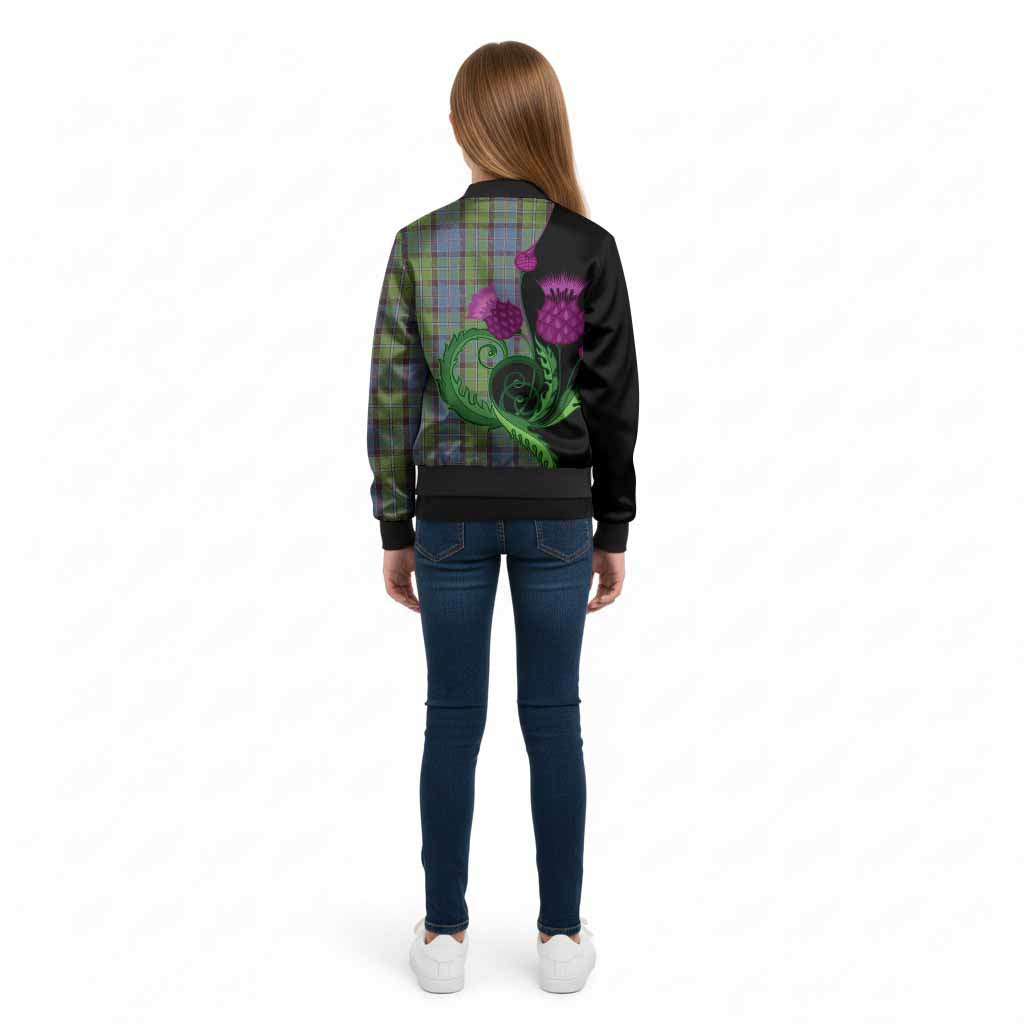 Stirling Tartan Kid Bomber Jacket Traditional Scottish Thistle