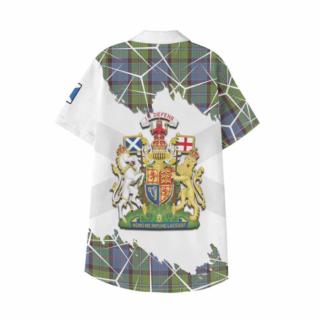 Stirling Tartan Kid Hawaiian Shirt with Family Crest and Lion Rampant Grunge Style