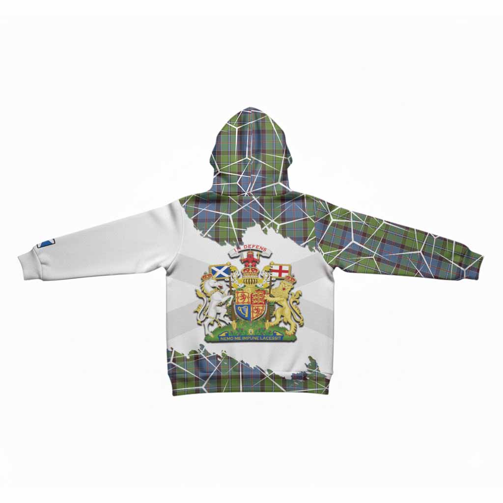 Stirling Tartan Kid Hoodie with Family Crest and Lion Rampant Grunge Style