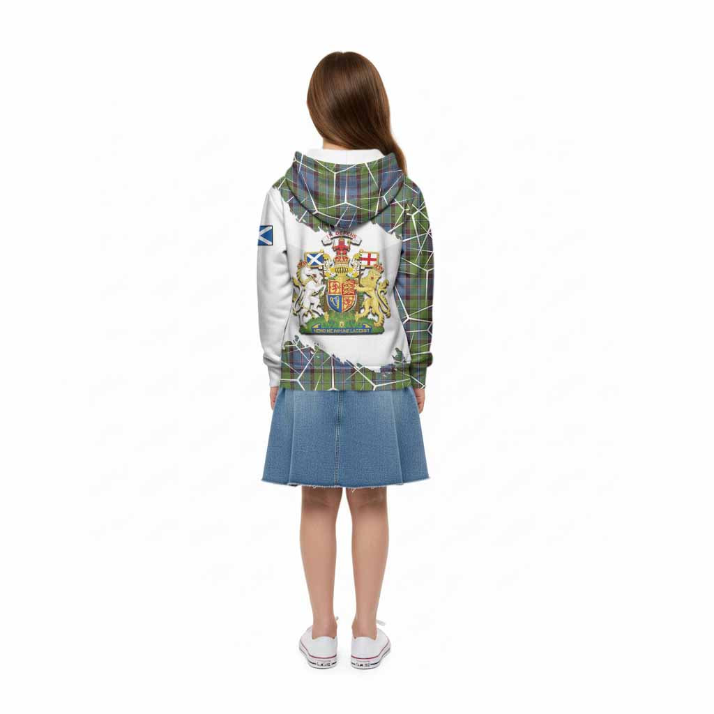 Stirling Tartan Kid Hoodie with Family Crest and Lion Rampant Grunge Style