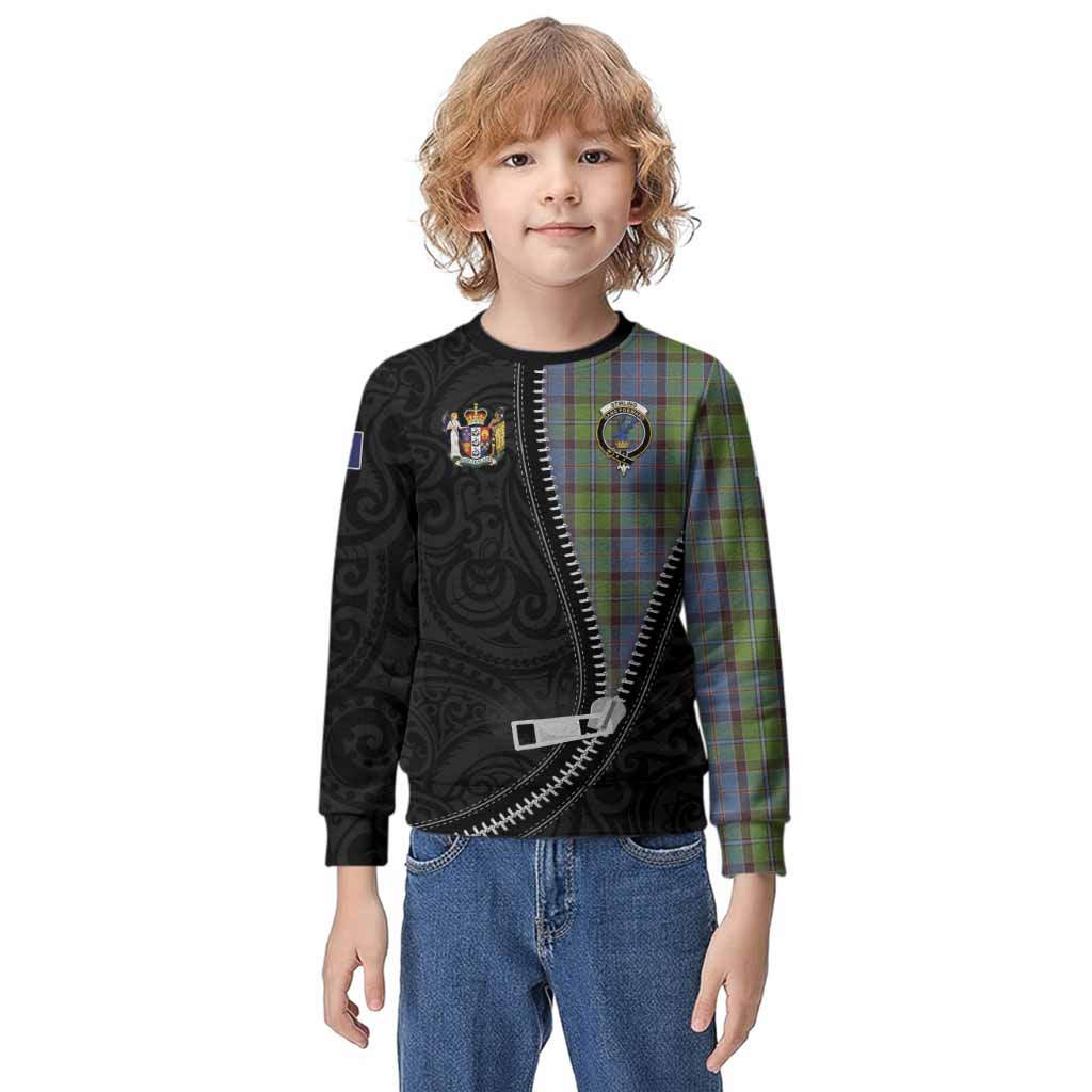 Stirling Tartan Kid Knitted Sweatshirt New Zealand Pattern Unique Zipper Stylized
