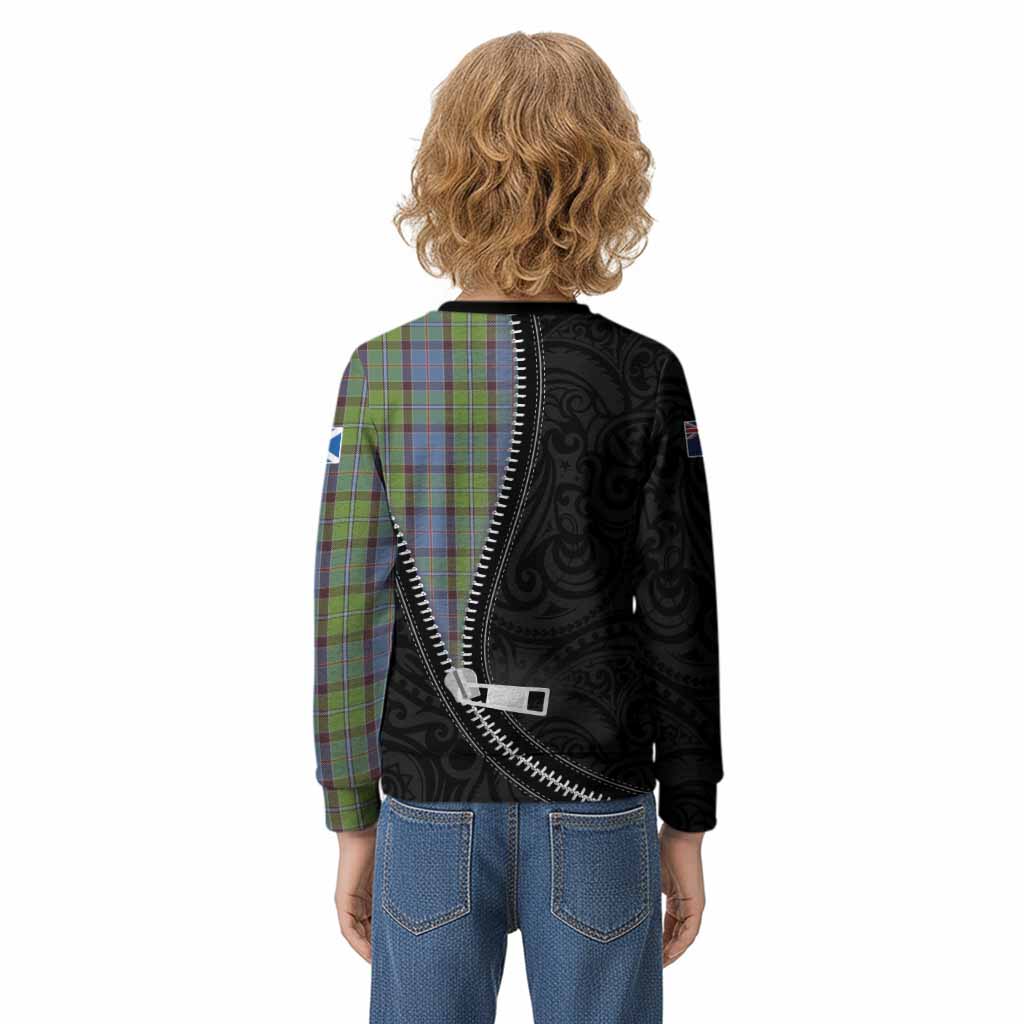 Stirling Tartan Kid Knitted Sweatshirt New Zealand Pattern Unique Zipper Stylized