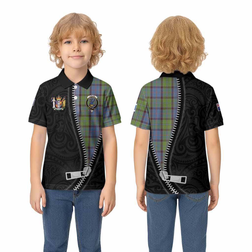 Stirling Tartan Kid Polo Shirt New Zealand Pattern Unique Zipper Stylized