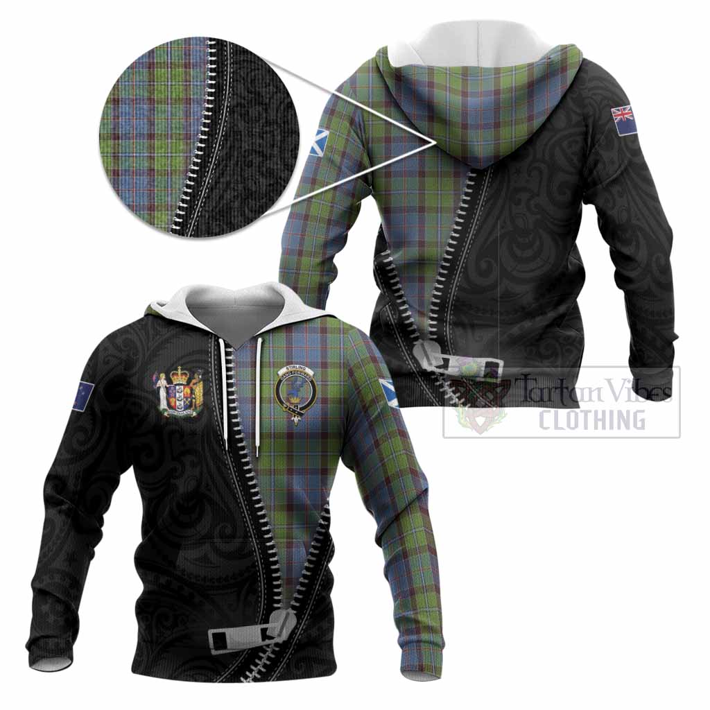 Stirling Tartan Knitted Hoodie New Zealand Pattern Unique Zipper Stylized