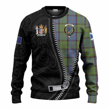 Stirling Tartan Knitted Sweater New Zealand Pattern Unique Zipper Stylized