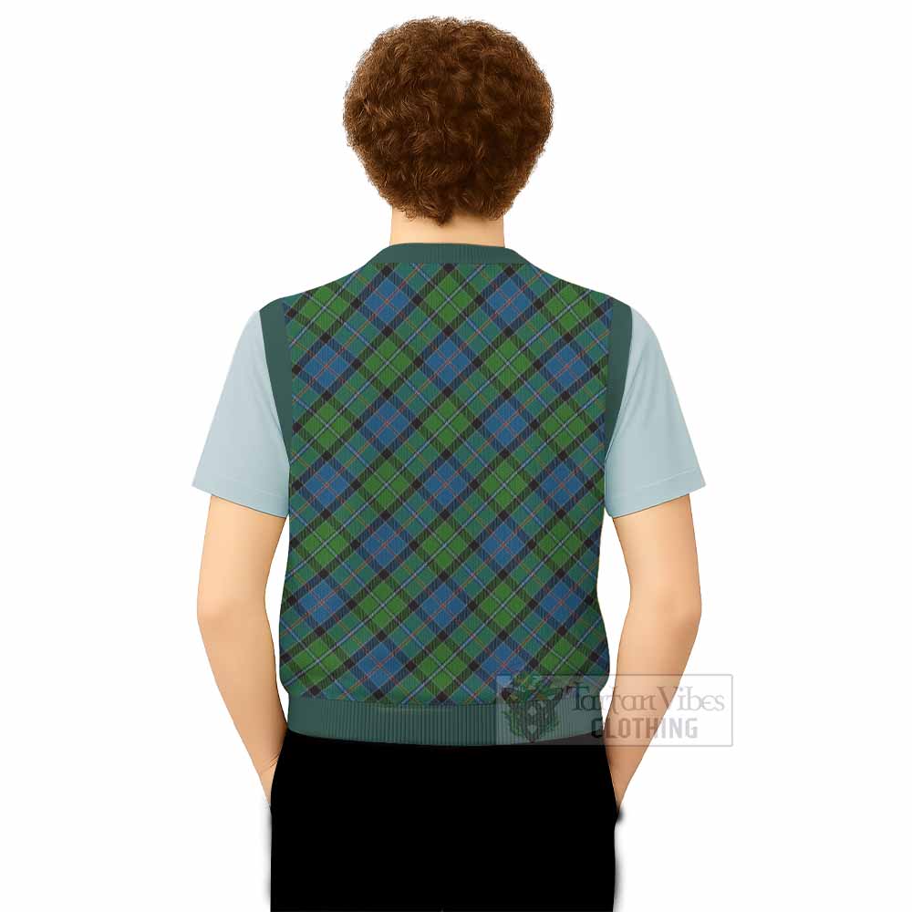 Stirling Tartan  Knitted V-Neck Vest Cross Style