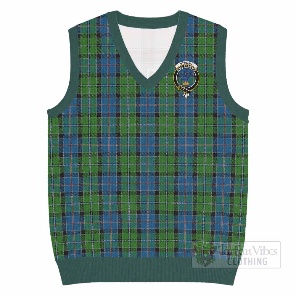 Stirling Tartan Knitted V-Neck Vest with Family Crest - Tartan Vibes Clothing