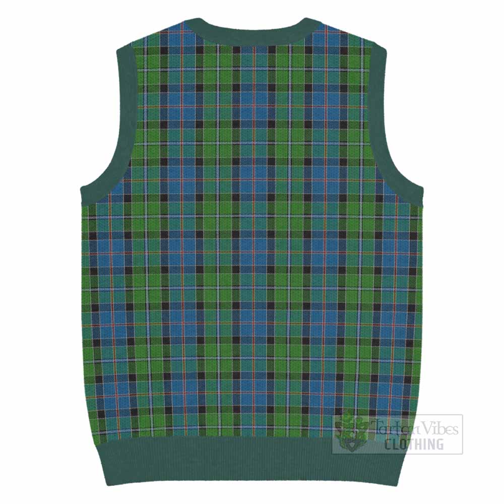 Stirling Tartan Knitted V-Neck Vest with Family Crest - Tartan Vibes Clothing