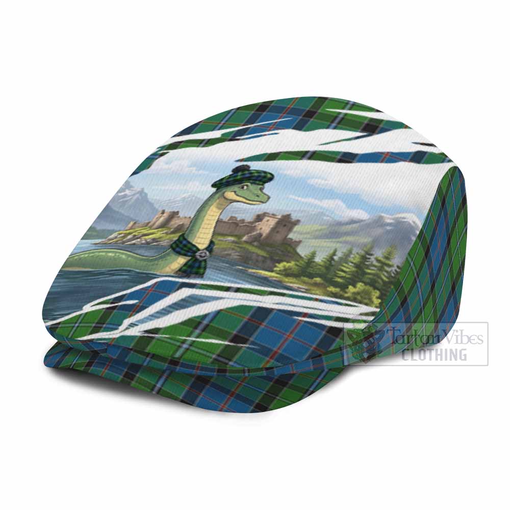 Stirling Tartan Loch Ness Monster Scottish Heritage Art Flat Cap, Jeff Cap
