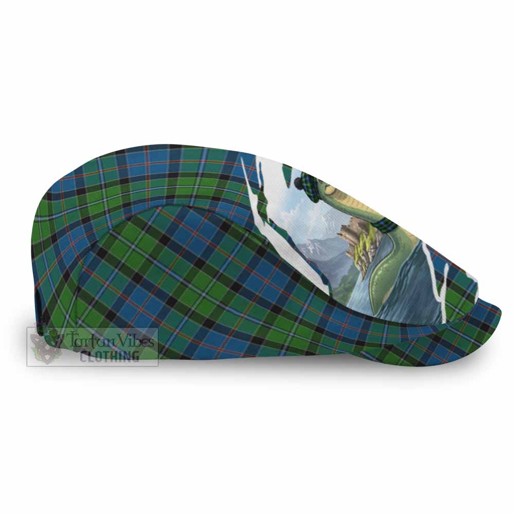 Stirling Tartan Loch Ness Monster Scottish Heritage Art Flat Cap, Jeff Cap