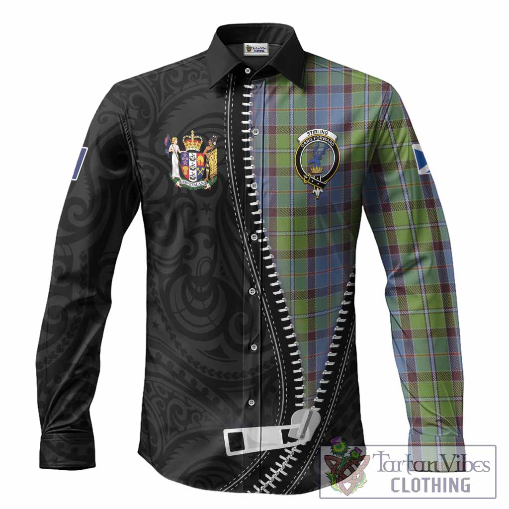 Stirling Tartan Long Sleeve Button Shirts New Zealand Pattern Unique Zipper Stylized
