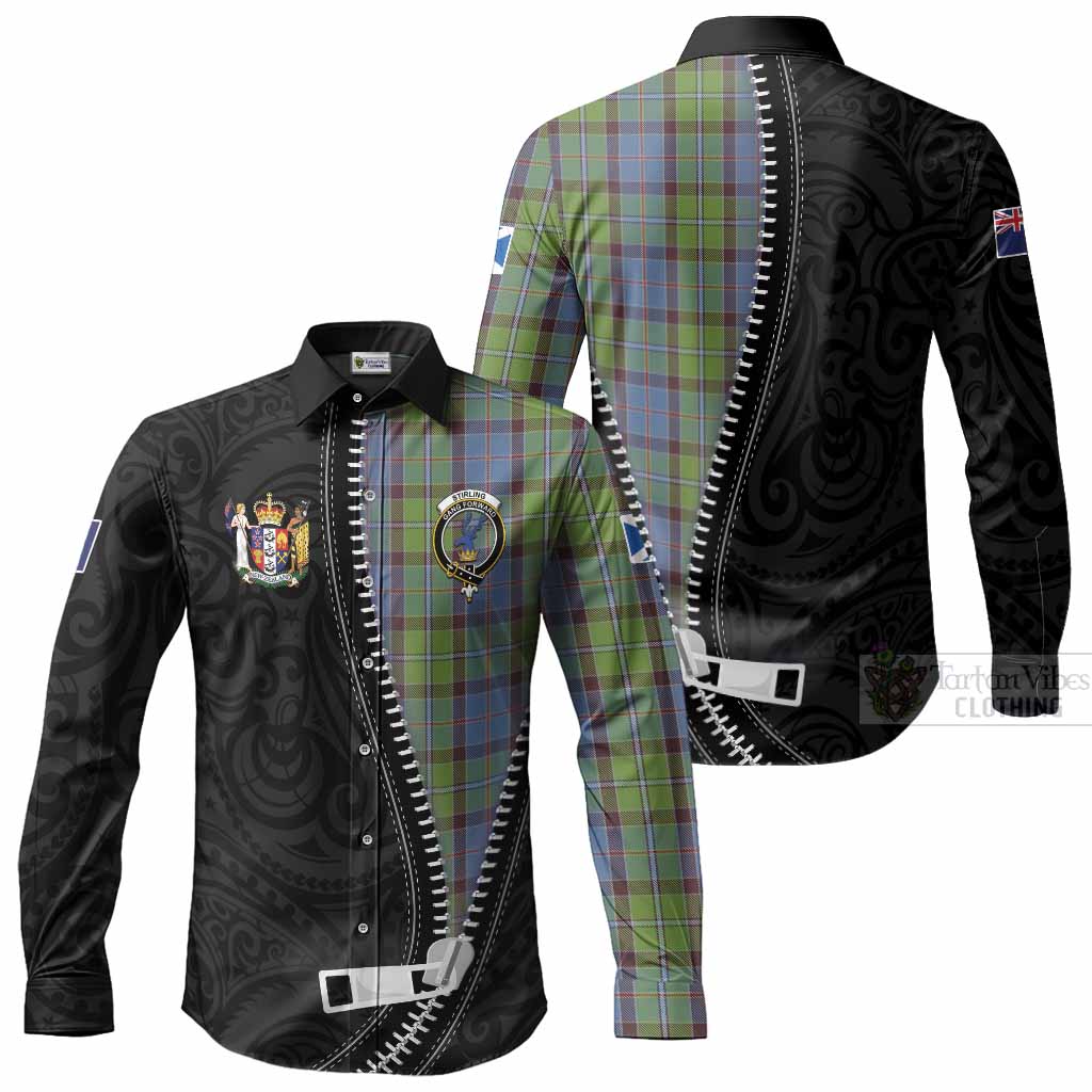 Stirling Tartan Long Sleeve Button Shirts New Zealand Pattern Unique Zipper Stylized