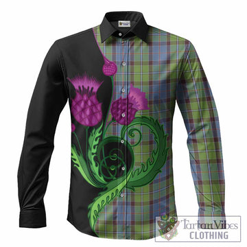 Stirling Tartan Long Sleeve Button Shirts Traditional Scottish Thistle