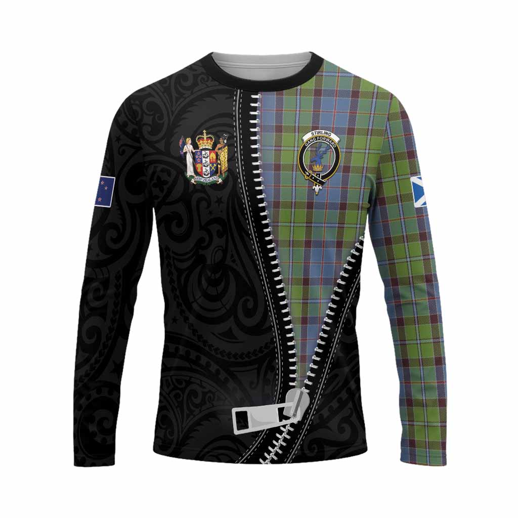 Stirling Tartan Long Sleeve T-Shirt New Zealand Pattern Unique Zipper Stylized