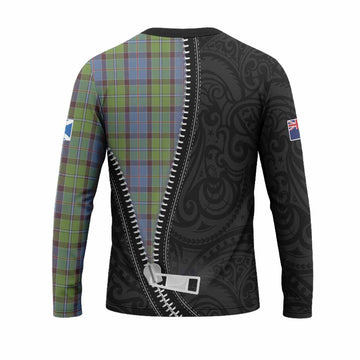 Stirling Tartan Long Sleeve T-Shirt New Zealand Pattern Unique Zipper Stylized