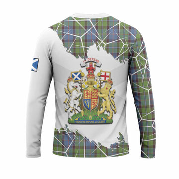 Stirling Tartan Long Sleeve T-Shirt with Family Crest and Lion Rampant Grunge Style