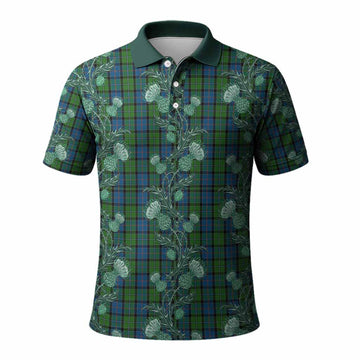 Stirling Tartan Polo Shirt Seamless Scottish Thistle Flowers