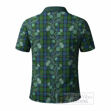 Stirling Tartan Polo Shirt Seamless Scottish Thistle Flowers