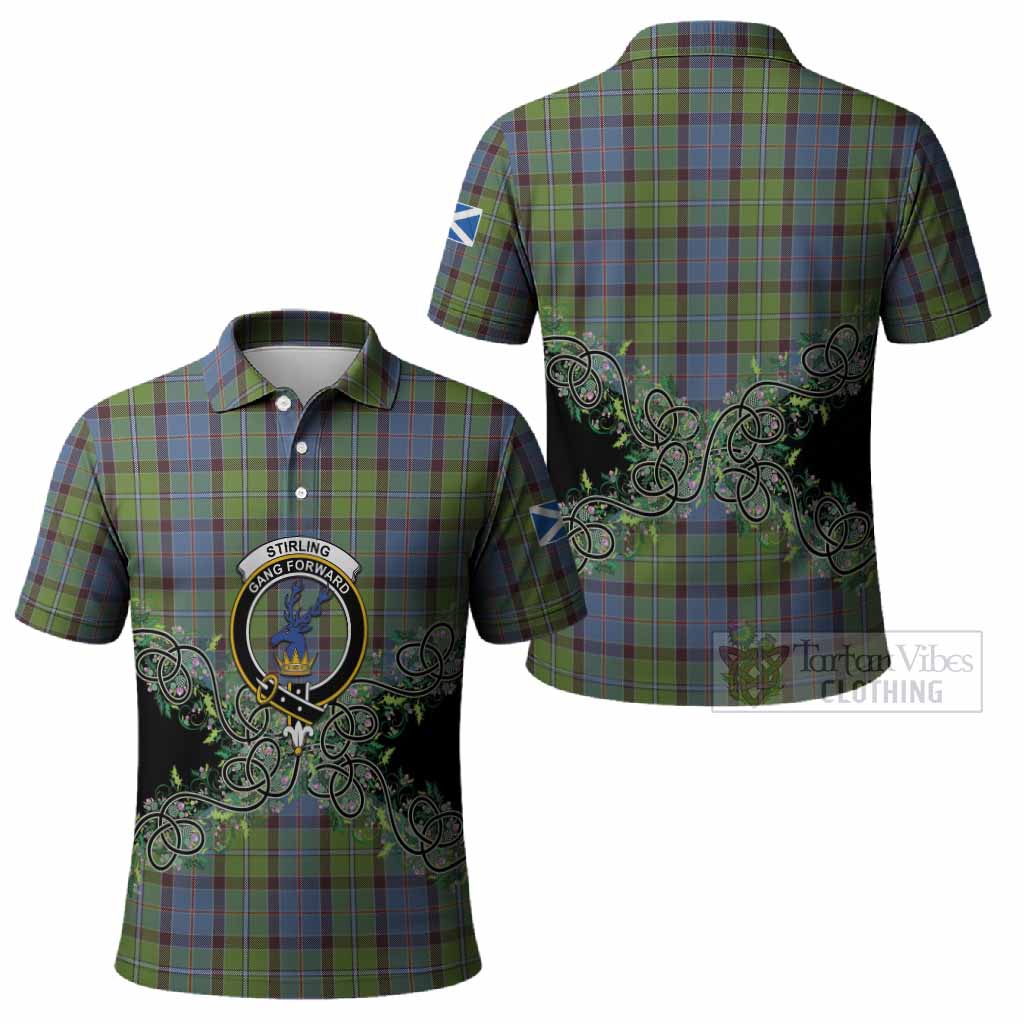 Stirling Tartan Polo Shirt Thistle Scottish Spirit