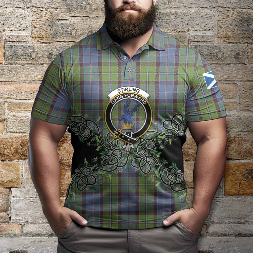 Stirling Tartan Polo Shirt Thistle Scottish Spirit