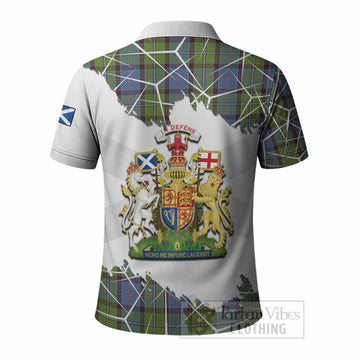 Stirling Tartan Polo Shirt with Family Crest and Lion Rampant Grunge Style