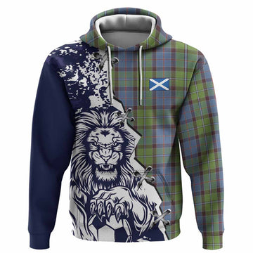 Stirling Tartan Scottish Hoodie Angry Lion With Soccer Ball Style