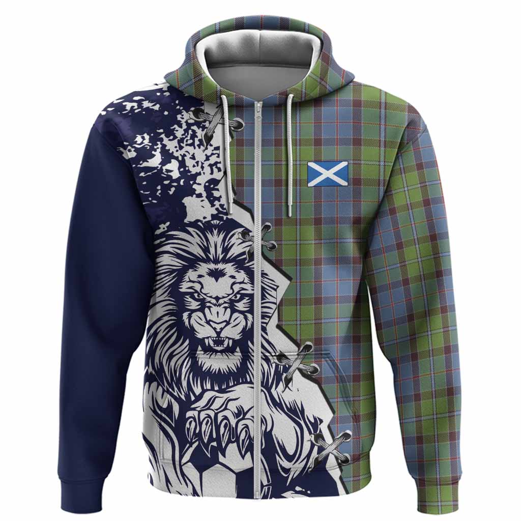 Stirling Tartan Scottish Hoodie Angry Lion With Soccer Ball Style