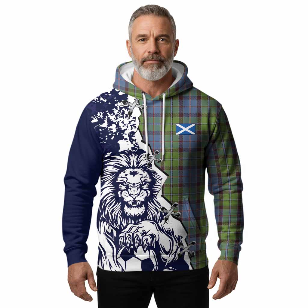 Stirling Tartan Scottish Hoodie Angry Lion With Soccer Ball Style