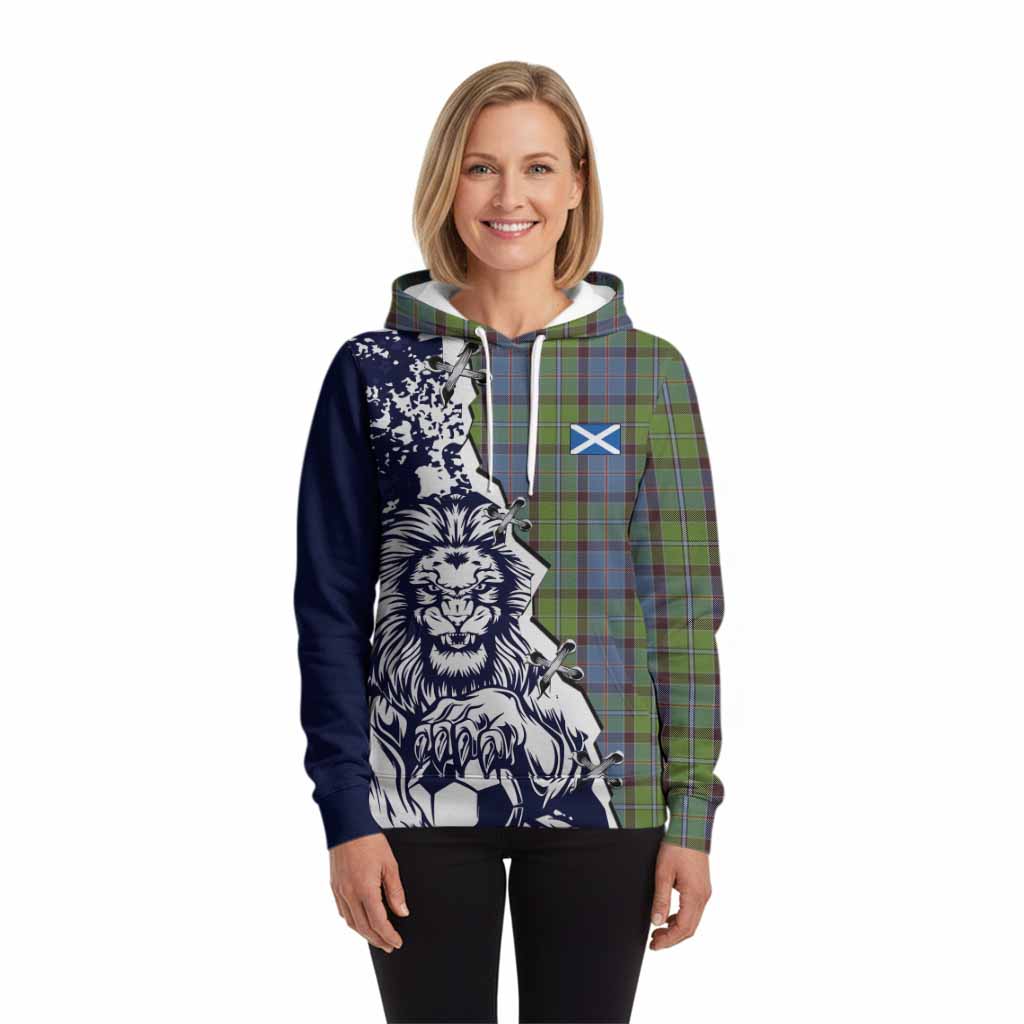 Stirling Tartan Scottish Hoodie Angry Lion With Soccer Ball Style