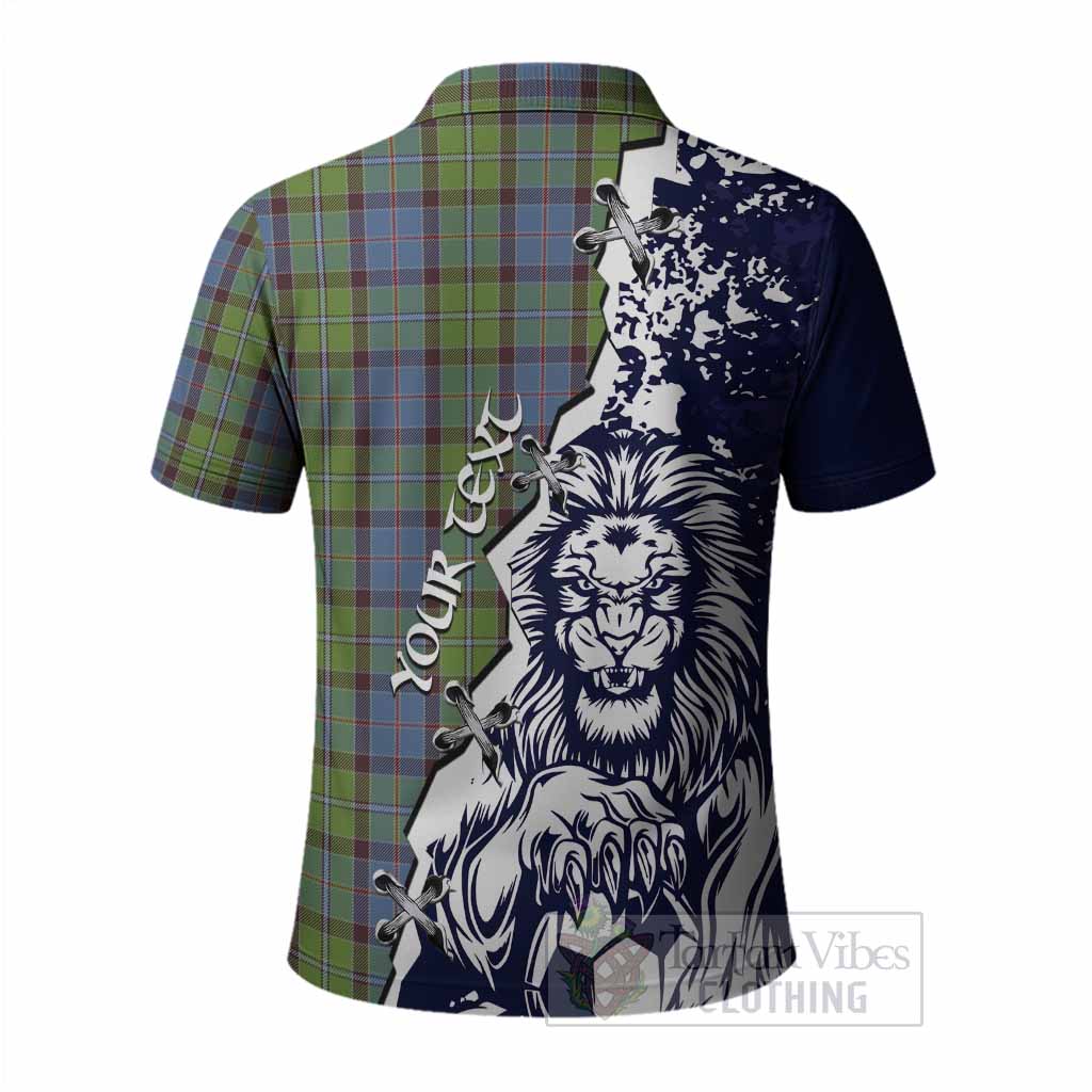Stirling Tartan Scottish Polo Shirt Angry Lion With Soccer Ball Style