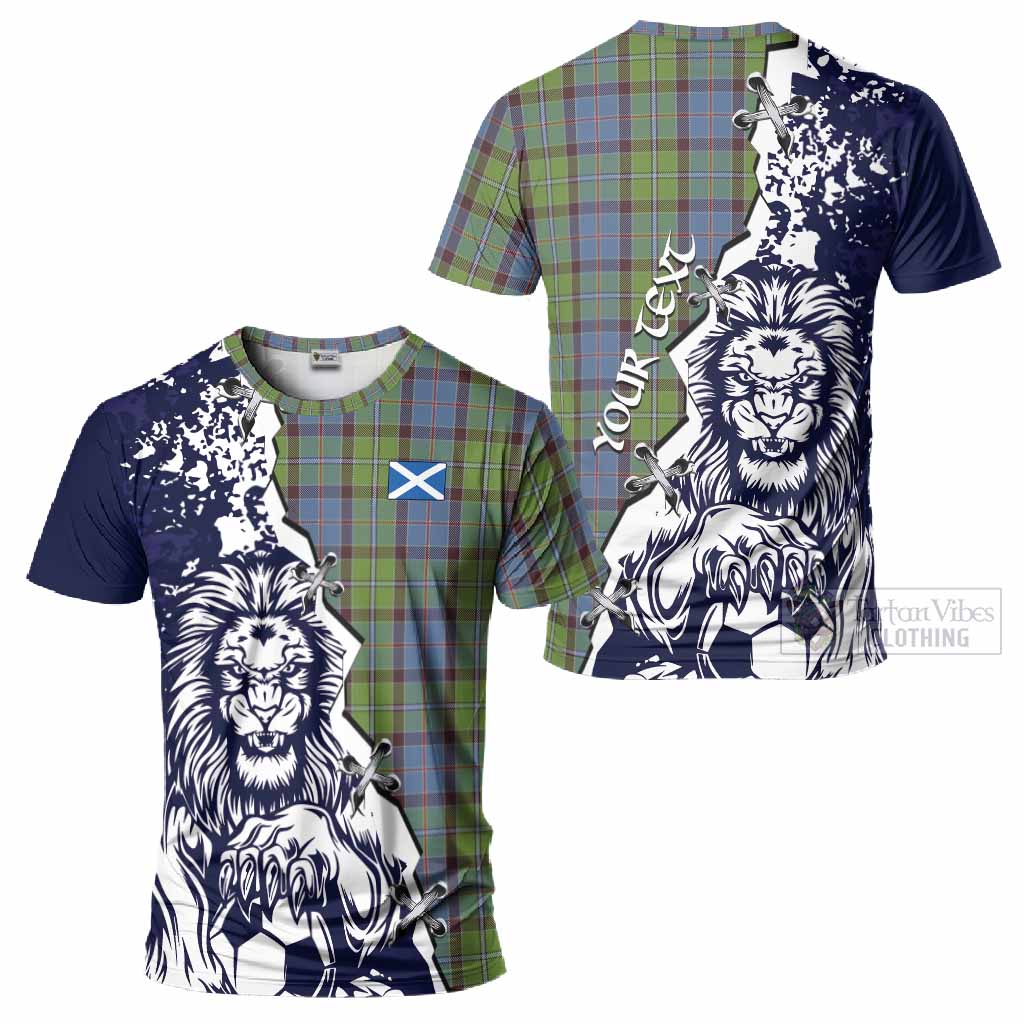 Stirling Tartan Scottish T-Shirt Angry Lion With Soccer Ball Style